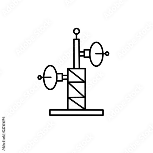 Factory and house building icons set line illustration.