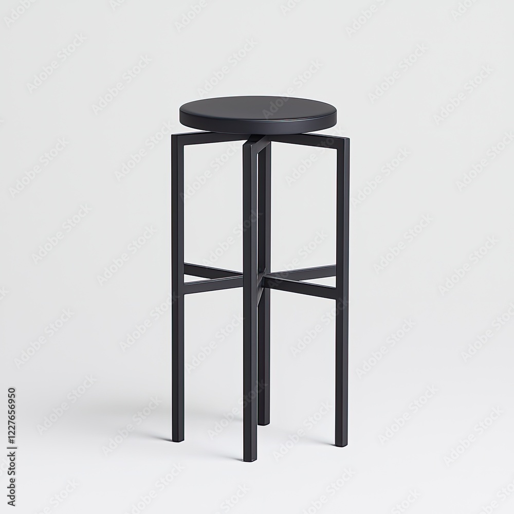 Modern Minimalist Black Bar Stool with Round Seat and Sleek Metal Frame for Contemporary Interiors Modern Minimalist Black Bar Stool with Round Seat and Sleek Metal Frame for Contemporary Interiors