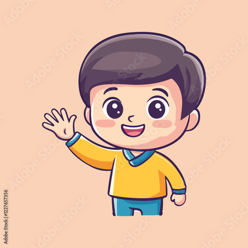 A cartoon of a man with his arm vector illustration 