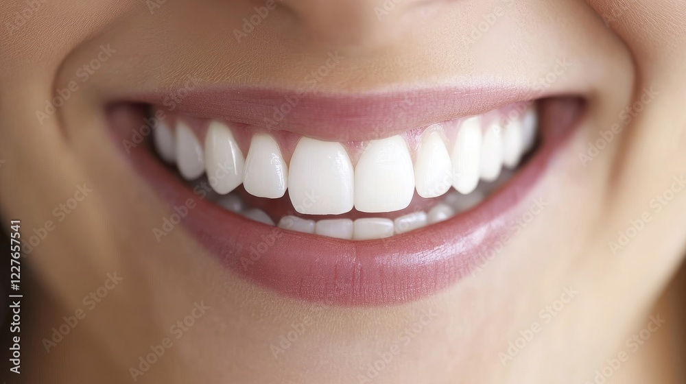 Fototapeta premium Healthy Smiling Woman with Beautiful White Teeth Showcasing Natural Dental Health and Implants for Missing Teeth Solutions