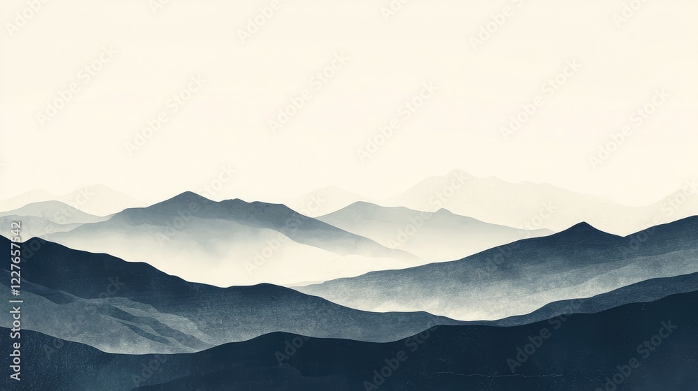 Minimalist Mountain Landscape with Soft Hues and Layered Mountains in a Calm and Serene Natural Setting Background Minimalist Mountain Landscape with Soft Hues and Layered Mountains in a Calm and Serene Natural Setting Background