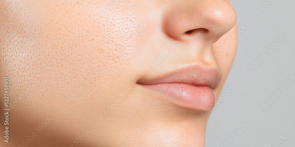 Obraz premium Close-up of Face Showing Skin Texture and Lip