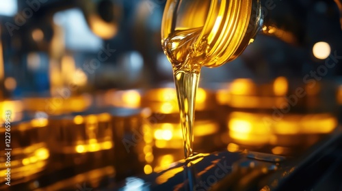 Oil Liquid Flowing from Jar in Bright Commodity Market Environment photo