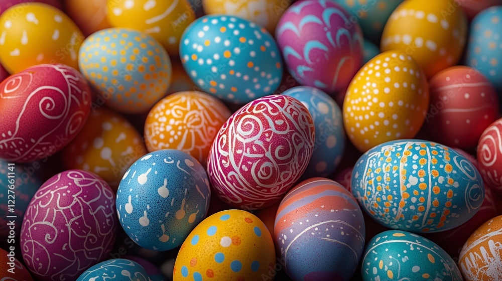 Vibrant Easter Eggs Showcasing Artistic Designs for Spring Celebration Vibrant Easter Eggs Showcasing Artistic Designs for Spring Celebration