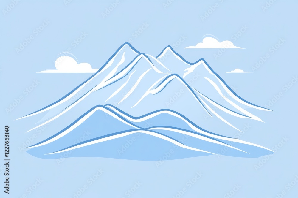 Beautiful mountains under a clear blue sky with soft clouds, showcasing their snow capped peaks and serene landscape. Generative AI Beautiful mountains under a clear blue sky with soft clouds, showcasing their snow capped peaks and serene landscape. Generative AI