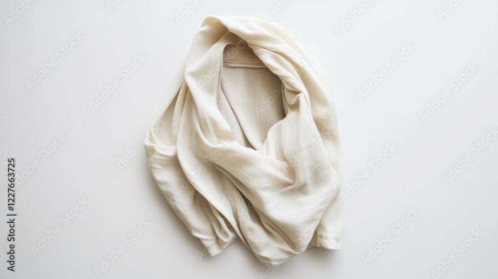 Elegantly Draped Cream Blouse with Soft Texture Against a Minimalist White Background Elegantly Draped Cream Blouse with Soft Texture Against a Minimalist White Background