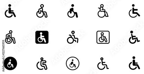 Disabled icon set. Disabled person icon. Vector Illustration. EPS 10