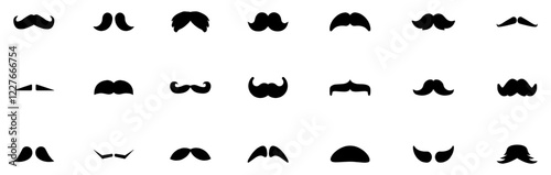 Mustache icon collection. Set of black man mustache icons. Man mustache icon set. Mustache beard icon. Vector Illustration. EPS 10