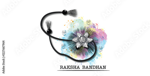 illustration of decorated rakhi for Indian festival Raksha Bandhan background.