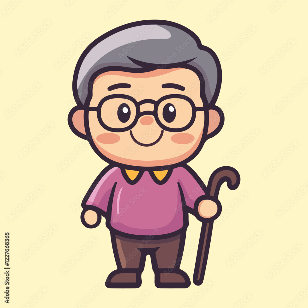 a grandfather old man using a walking stick for support vector illustration a grandfather old man using a walking stick for support vector illustration