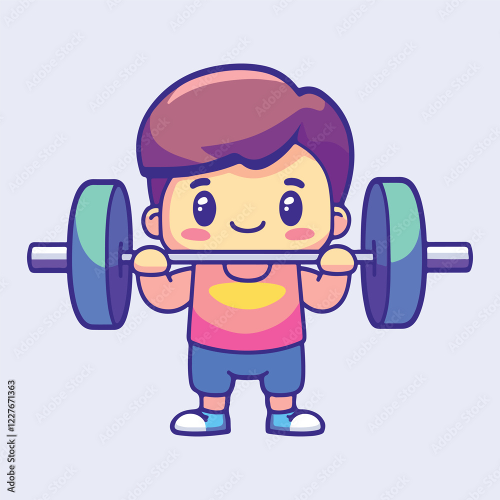 Fitness boy lifting dumbbell vector illustration Fitness boy lifting dumbbell vector illustration