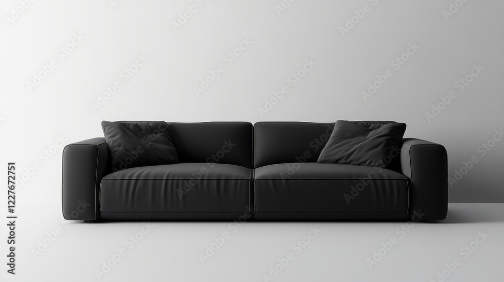 Modern Minimalist Sofa in Serene Living Room with Soft Textures and Neutral Palette Modern Minimalist Sofa in Serene Living Room with Soft Textures and Neutral Palette
