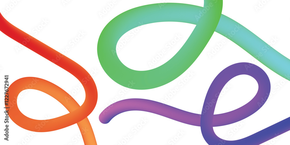 Obraz premium Abstract Background with Gradient Lines. Modern Pattern with Vector Color Shapes. Squiggle Dynamic Graphic Design. 3D Wave Elements isolated in white background