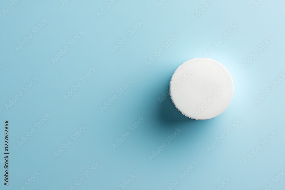 A white jar on a blue background with copy space A white jar on a blue background with copy space
