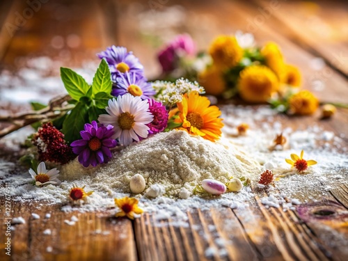 Baking Ingredients: Flour & Flowers, Selective Focus Portrait