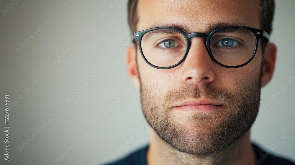Professional Customer Support Representative with Glasses Engaging Viewers in a Call Center Environment Professional Customer Support Representative with Glasses Engaging Viewers in a Call Center Environment