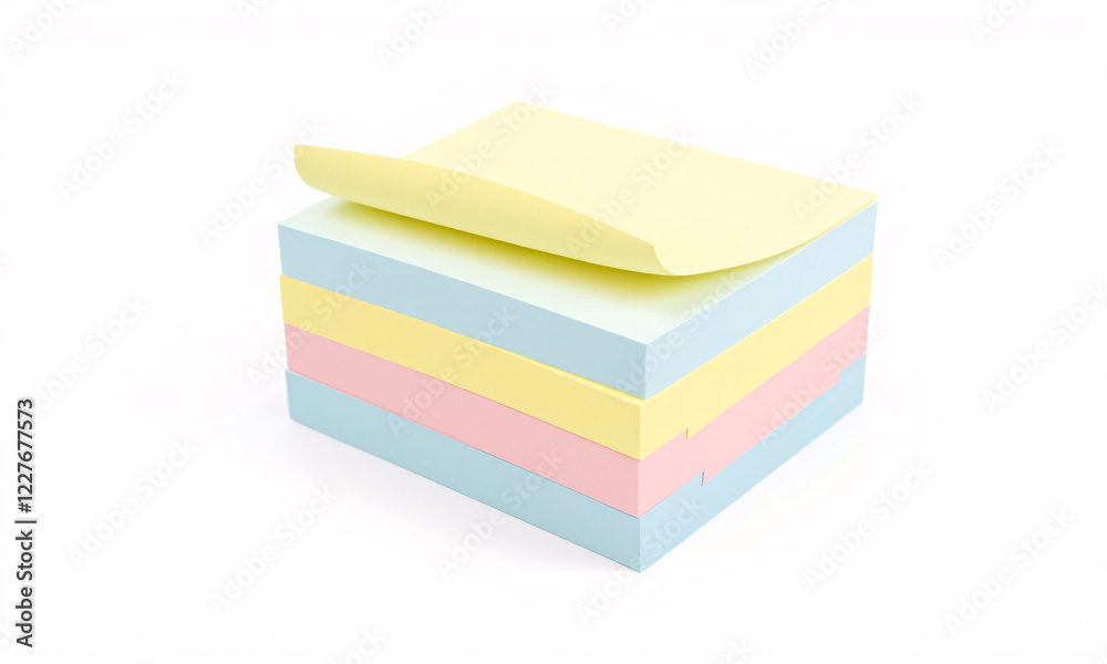A stack of sticky notes isolated on a pure white background A stack of sticky notes isolated on a pure white background