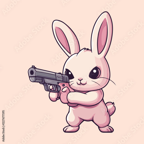 A rabbit with a gun vector illustration