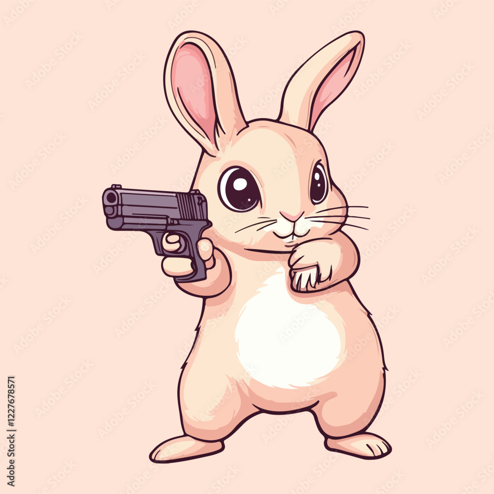 Obraz premium A rabbit with a gun vector illustration
