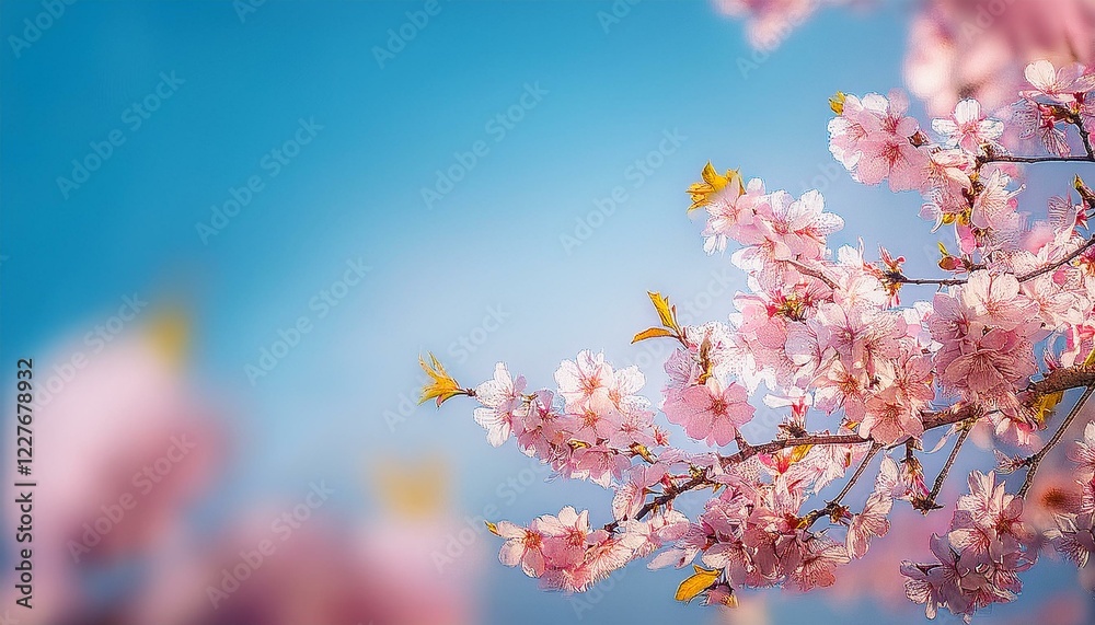 beautiful cherry blossom in springtime on blue sky background with space for text beautiful cherry blossom in springtime on blue sky background with space for text