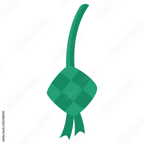 Ketupat Icon: a close-up image of a green diamond-shaped rice cake, a celebratory symbol of significant cultural gatherings.
