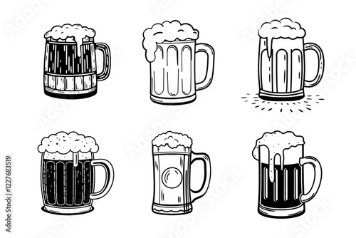 Beer Mugs Vector Illustration & Clipart Design