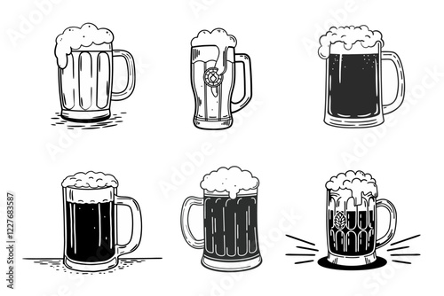 Beer Mugs Vector Illustration & Clipart Design