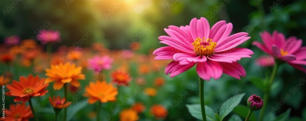 Flor de muerto en un jard?n de flores mortales, vida, muerte Flor de muerto en un jard?n de flores mortales, vida, muerte