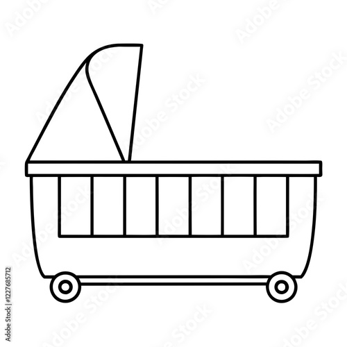 baby carriage on white