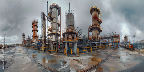 Industrial oil refinery in a cloudy and dramatic sky
