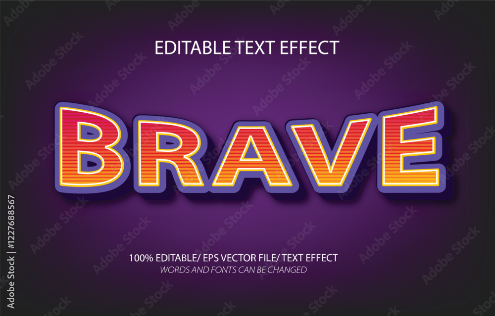 Brave editable text effect, 3D editable text template. Brave editable text effect, 3D editable text template.