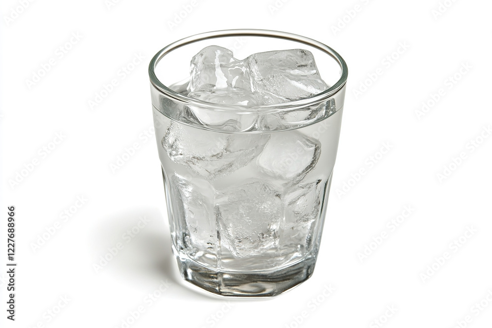 Isolated Glass of Water with Ice Cubes on White Background Isolated Glass of Water with Ice Cubes on White Background