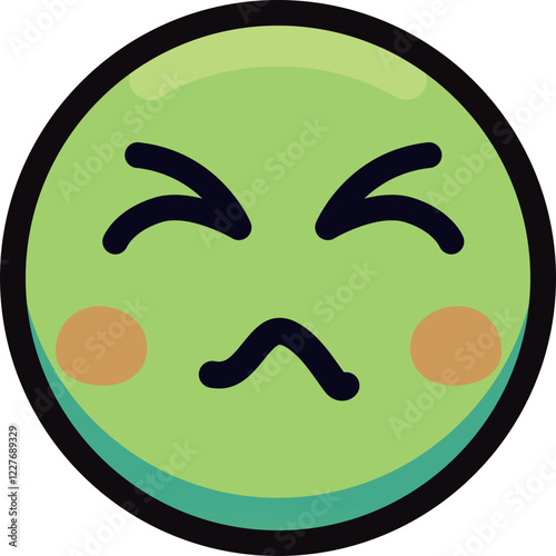 Green face emoji expressing sickness or nausea with scrunched eyes.