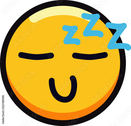 Yellow sleeping emoji with closed eyes and zzz symbol.
