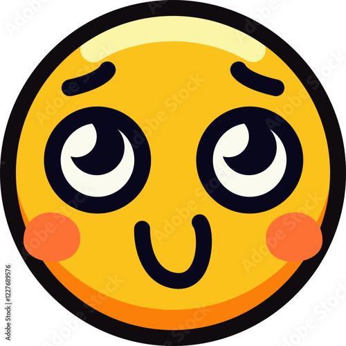 Cute blushing emoji with large eyes and adorable expression.
