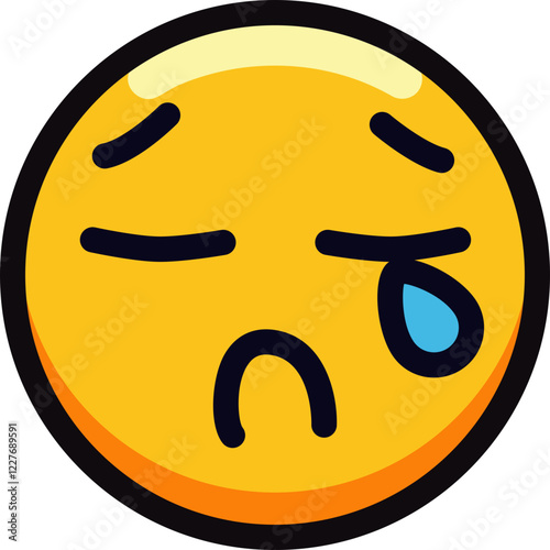 Sad crying emoji with a tear and sorrowful expression.