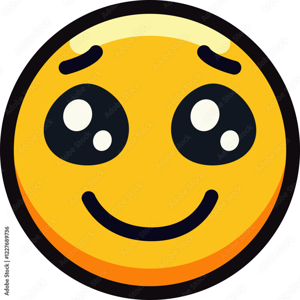 Fototapeta premium Cute smiley face emoji with big eyes and a happy expression.