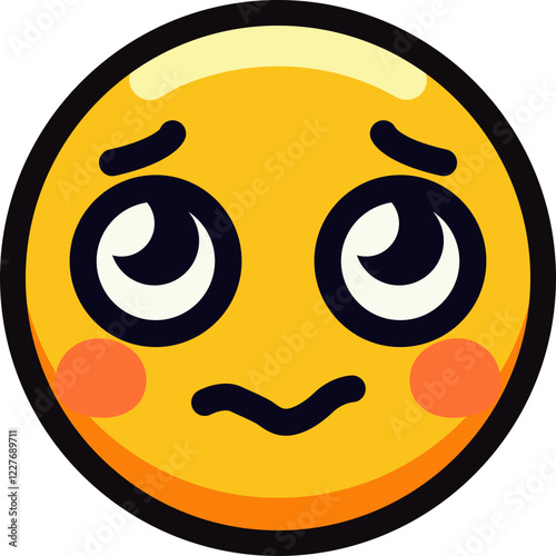 Cute blushing emoji with big eyes expressing shyness or nervousness.