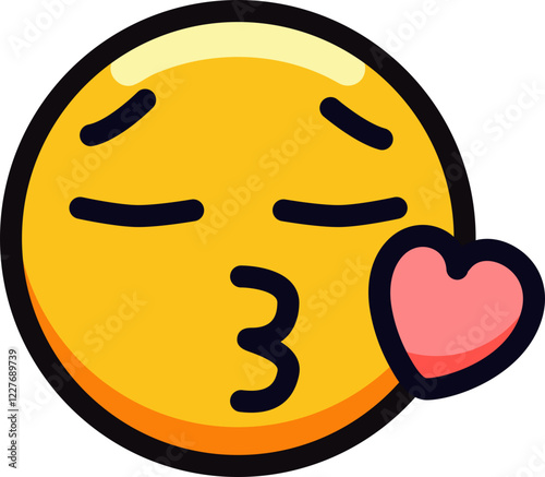 Yellow emoji face blowing a kiss with a heart symbol.