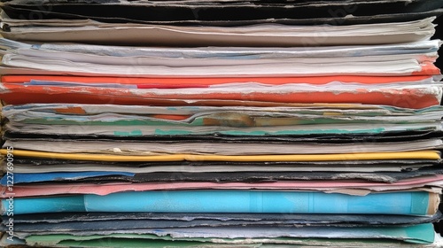 Wallpaper Mural Organized stack of diverse paperwork in vibrant colors ready for efficient workflow and next steps in an office environment Torontodigital.ca