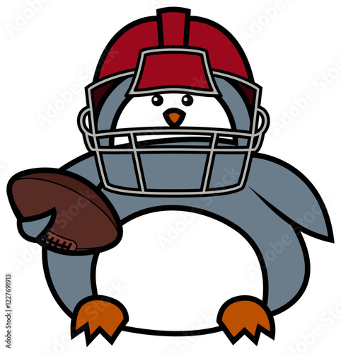 penguin american football player in vector