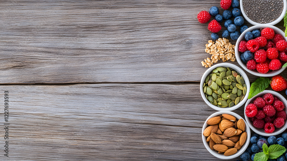 Vibrant selection of superfoods, fresh fruits, and assorted healthy ingredients, showcasing a colorful and nutritious spread for a balanced diet.
Vibrant selection of superfoods, fresh fruits, and assorted healthy ingredients, showcasing a colorful and nutritious spread for a balanced diet.