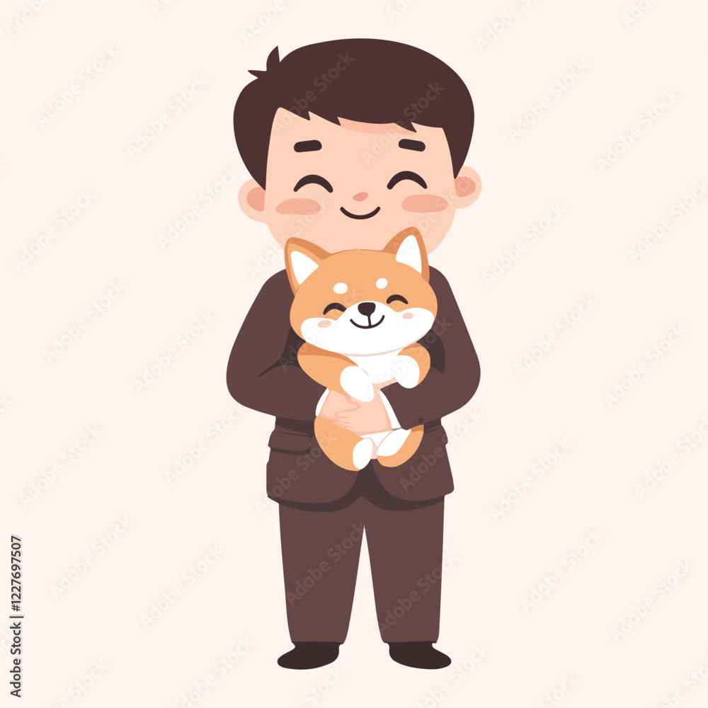Man Holding A Dog vector illustration Man Holding A Dog vector illustration