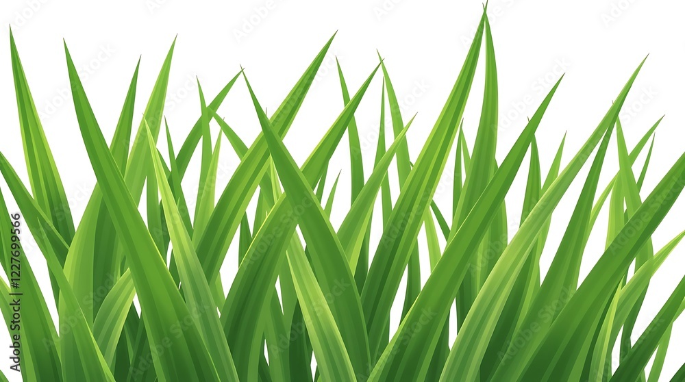 Fototapeta premium Fresh green grass blades on a clean white background, generative ai