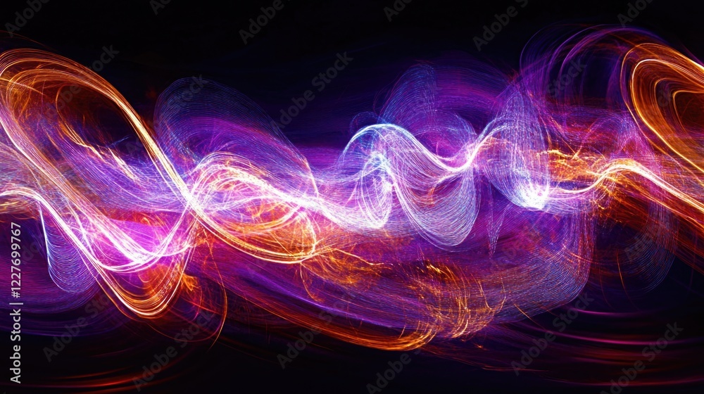 Fototapeta premium Vibrant Purple and White Abstract Light Waves Background for Creative Designs and Artistic Projects