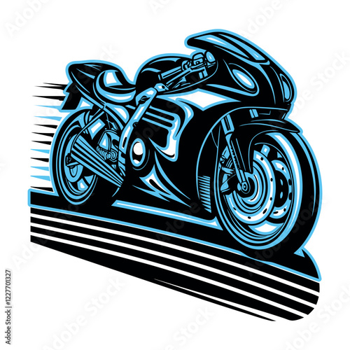 Vintage monochrome motorcycle on white background.