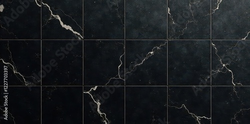 Glossy black marble tiles with slight texture and shadow effects, minimalist, marble, stone photo