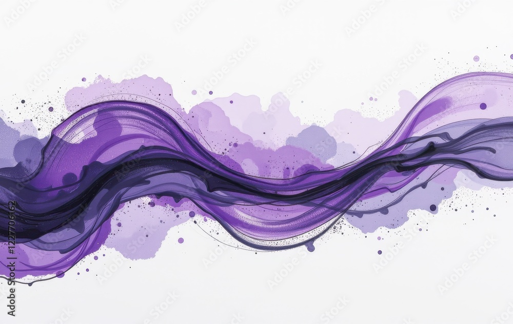 Abstract Purple Watercolor Wave Background Elegant Fluid Swirls and Lavender Hues