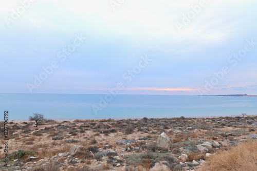 Issyk-Kul Lake During Twilight in Kyrgyzstan photo