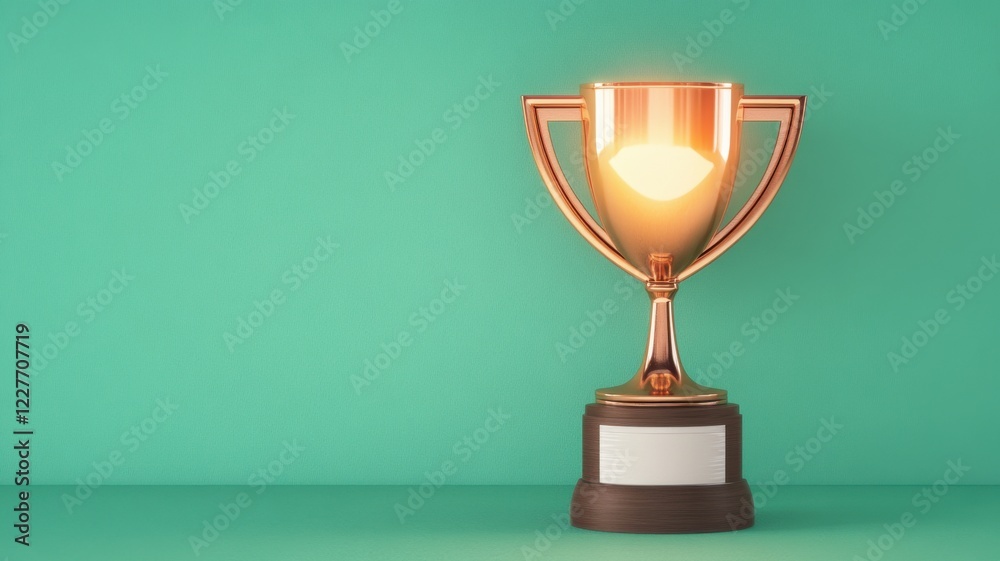 A shiny trophy illuminated against a vibrant green background, symbolizing achievement and success. A shiny trophy illuminated against a vibrant green background, symbolizing achievement and success.